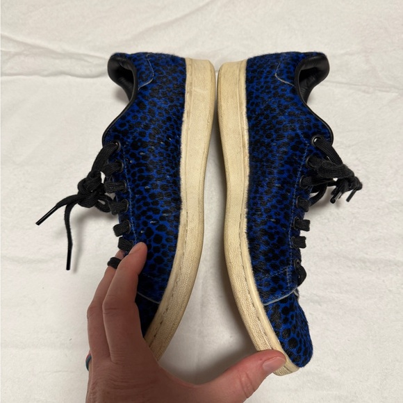Adidas Blue and Black Cheetah Print Stan Smith Collab Sneakers - Picture 2 of 7